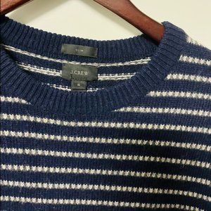 J. Crew Navy and White Striped Crewneck Sweater